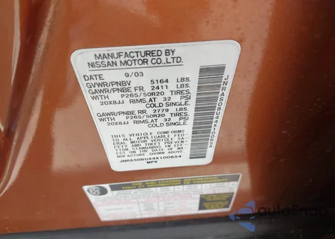 2004 Infiniti Fx35 from USA, damaged, VIN JNRAS08U44X100654